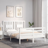 Cadre de lit sans matelas blanc 140x190 cm bois massif