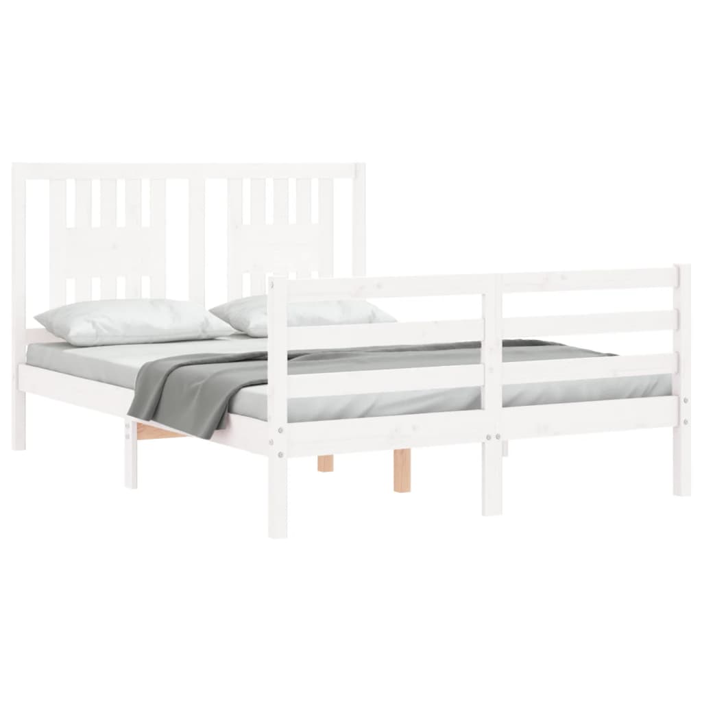 Cadre de lit sans matelas blanc 140x190 cm bois massif