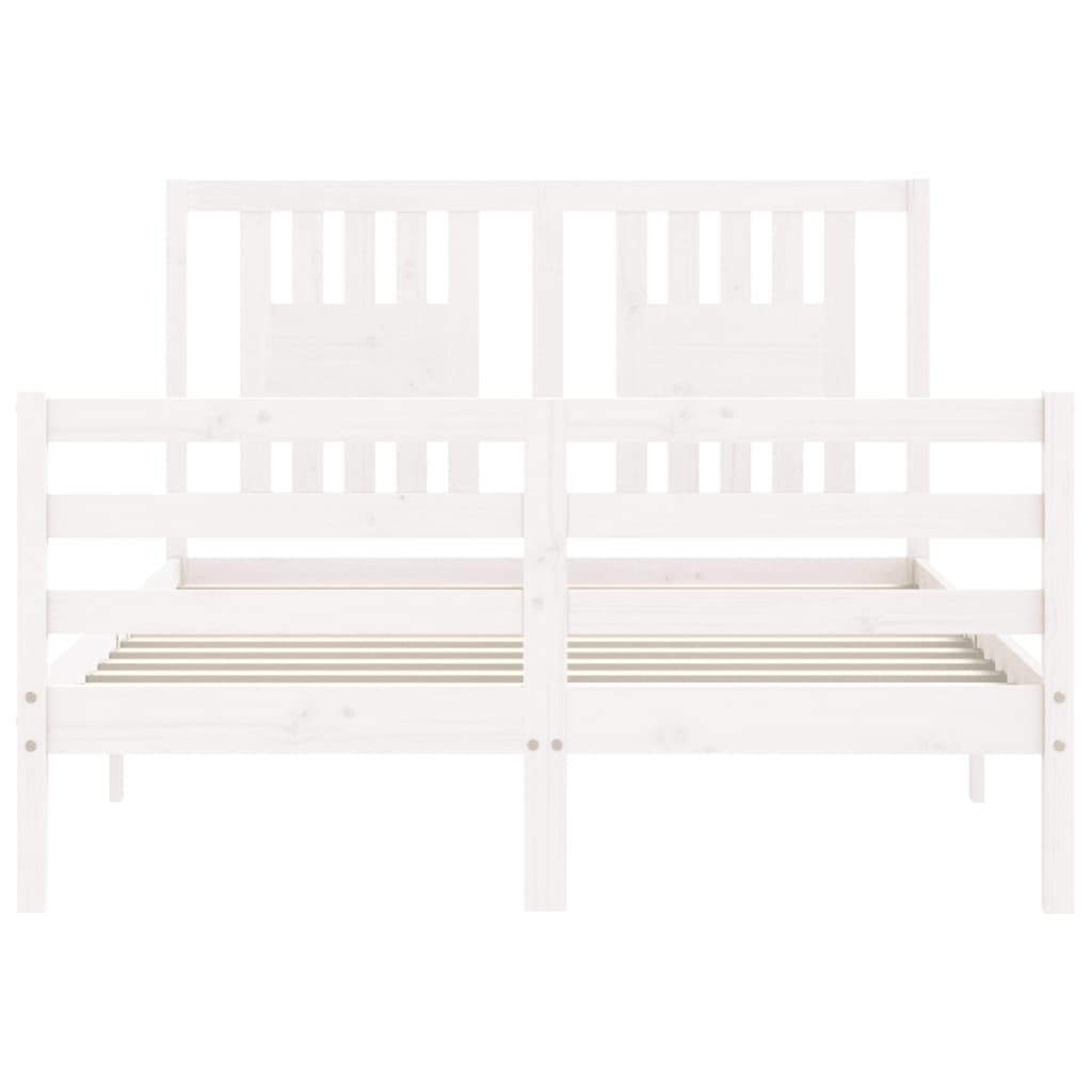 Cadre de lit sans matelas blanc 140x190 cm bois massif