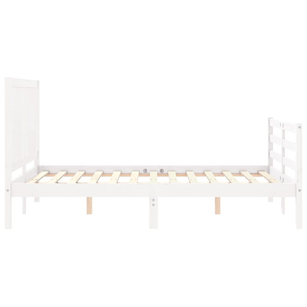 Cadre de lit sans matelas blanc 140x190 cm bois massif