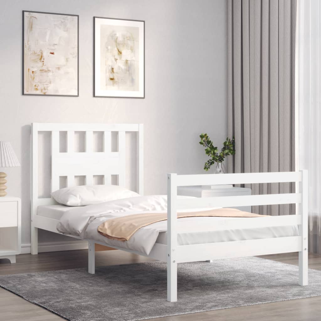 Cadre de lit sans matelas blanc 90x200 cm bois massif