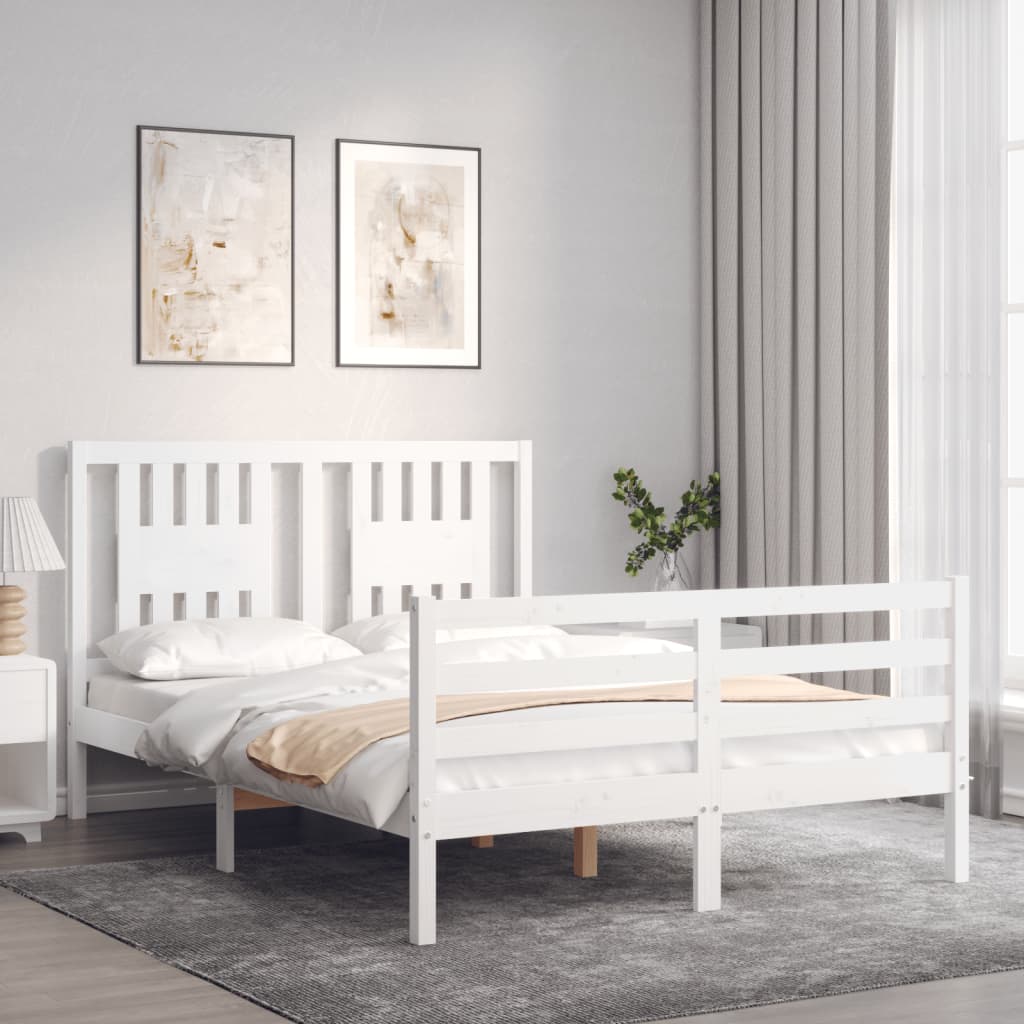 Cadre de lit sans matelas blanc 120x200 cm bois massif