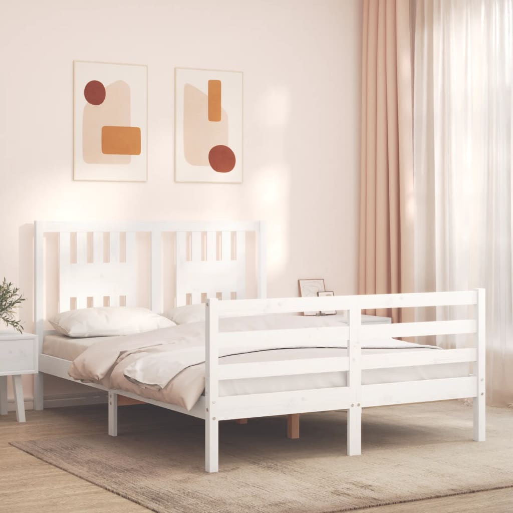 Cadre de lit sans matelas blanc 120x200 cm bois massif