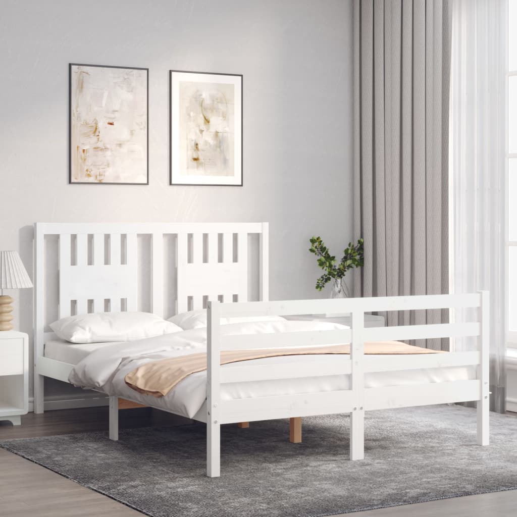 Cadre de lit sans matelas blanc 140x200 cm bois massif