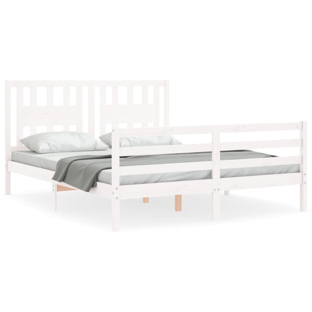 Cadre de lit sans matelas blanc 160x200 cm bois massif