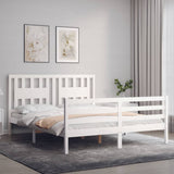 Cadre de lit sans matelas blanc 160x200 cm bois massif