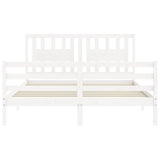 Cadre de lit sans matelas blanc 160x200 cm bois massif