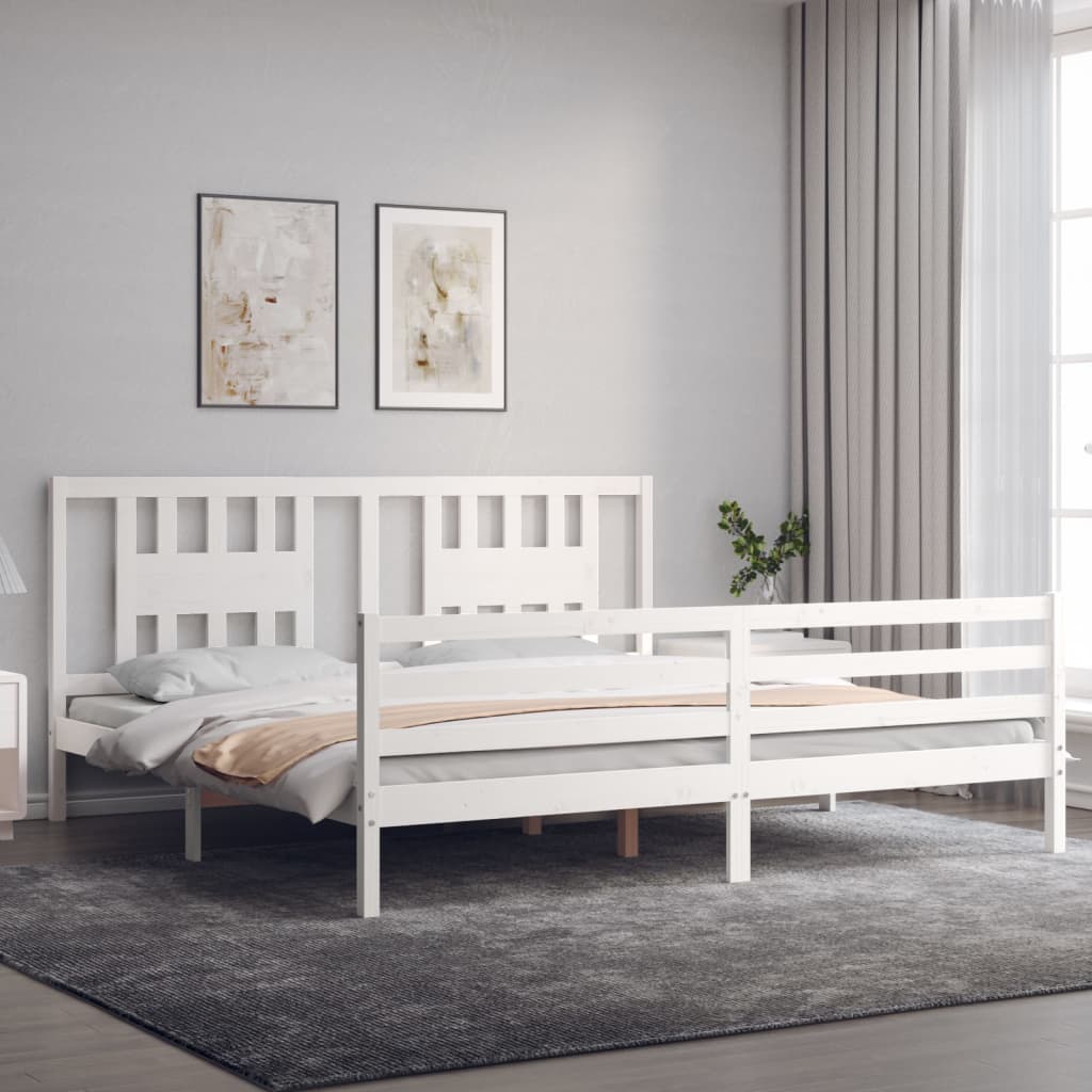 Bed frame without mattress white 200x200 cm solid wood