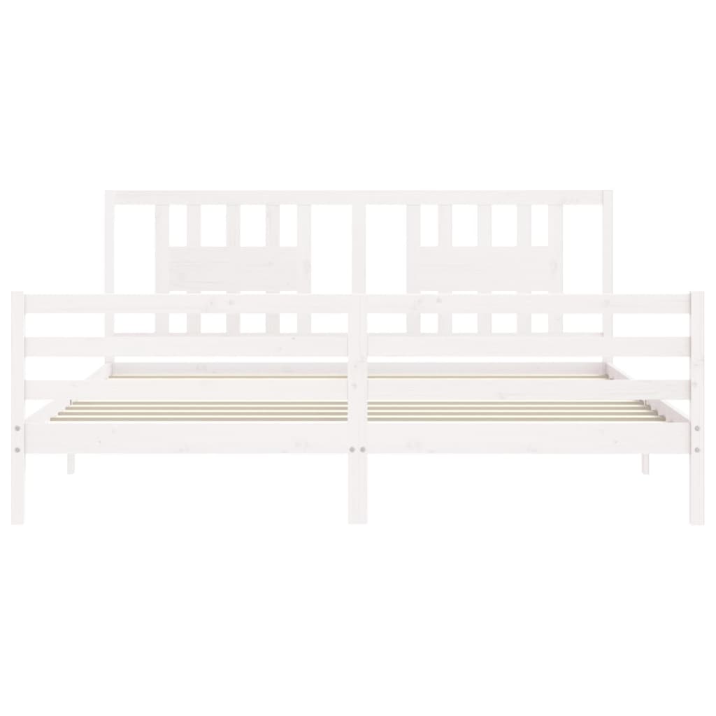 Bed frame without mattress white 200x200 cm solid wood