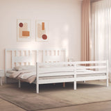 Bed frame without mattress white 200x200 cm solid wood