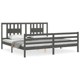 Cadre de lit sans matelas gris 200x200 cm bois massif