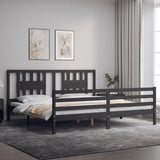 Cadre de lit sans matelas gris 200x200 cm bois massif