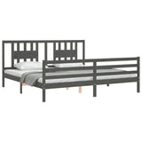 Cadre de lit sans matelas gris 200x200 cm bois massif