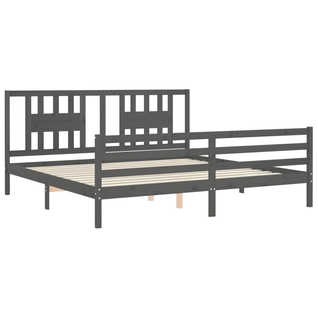 Cadre de lit sans matelas gris 200x200 cm bois massif