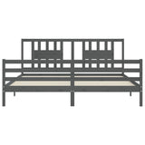 Cadre de lit sans matelas gris 200x200 cm bois massif