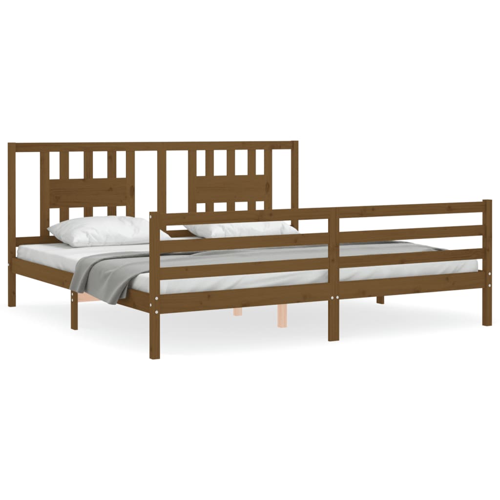 Cadre de lit sans matelas marron miel 200x200 cm bois massif