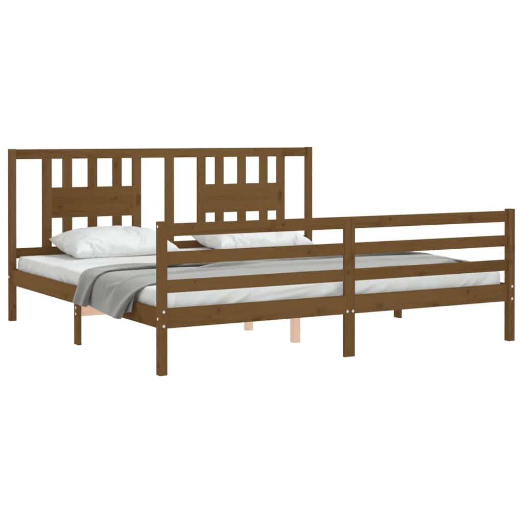 Cadre de lit sans matelas marron miel 200x200 cm bois massif