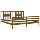 Cadre de lit sans matelas marron miel 200x200 cm bois massif