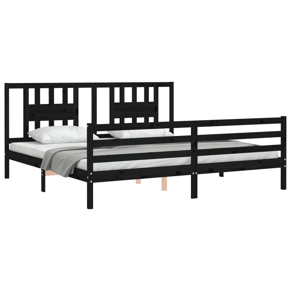 Cadre de lit sans matelas noir 200x200 cm bois massif