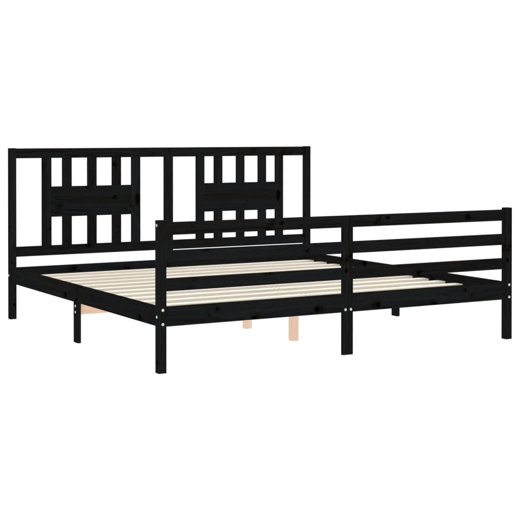 Cadre de lit sans matelas noir 200x200 cm bois massif