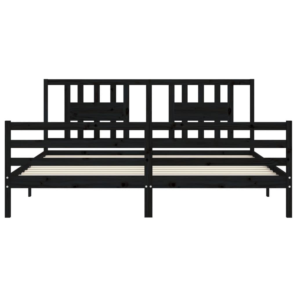 Cadre de lit sans matelas noir 200x200 cm bois massif