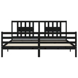 Cadre de lit sans matelas noir 200x200 cm bois massif