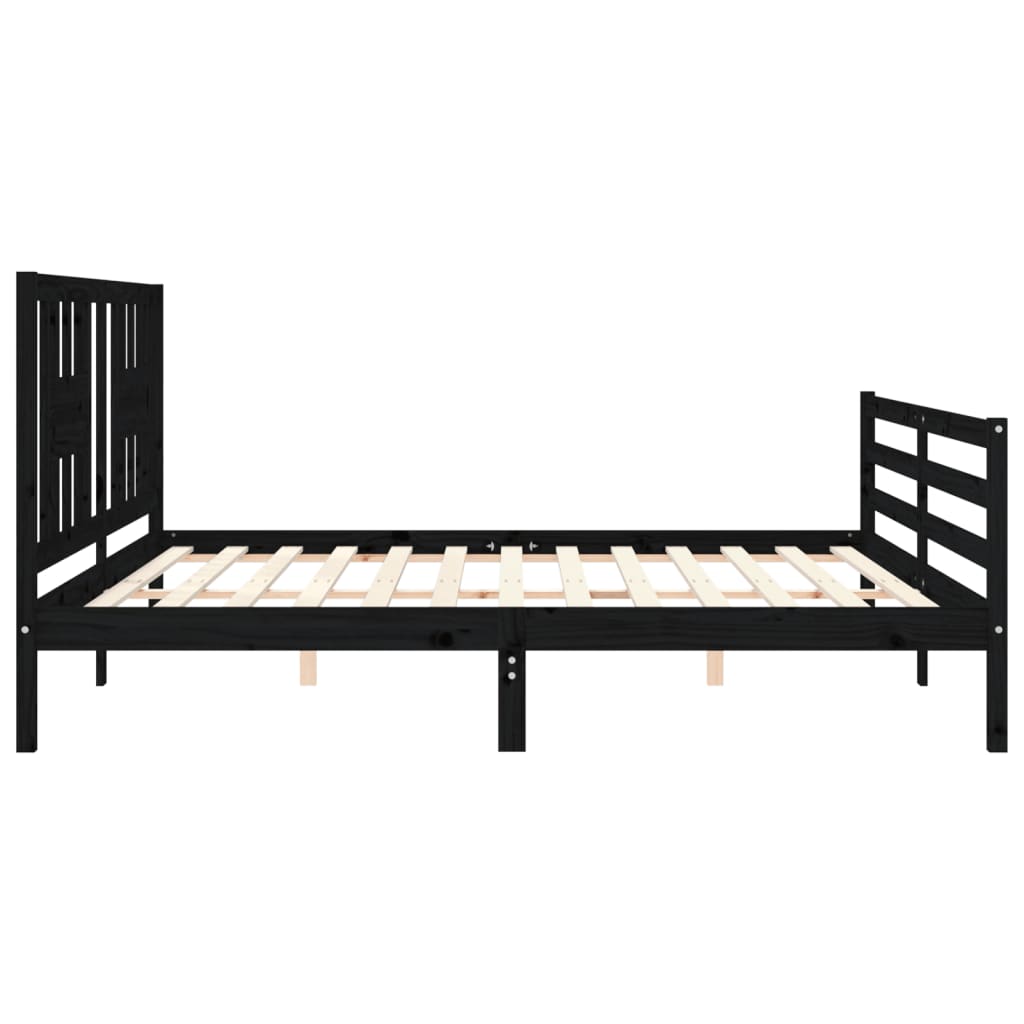 Cadre de lit sans matelas noir 200x200 cm bois massif