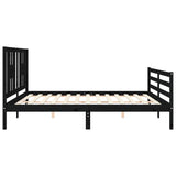 Cadre de lit sans matelas noir 200x200 cm bois massif