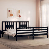 Cadre de lit sans matelas noir 200x200 cm bois massif