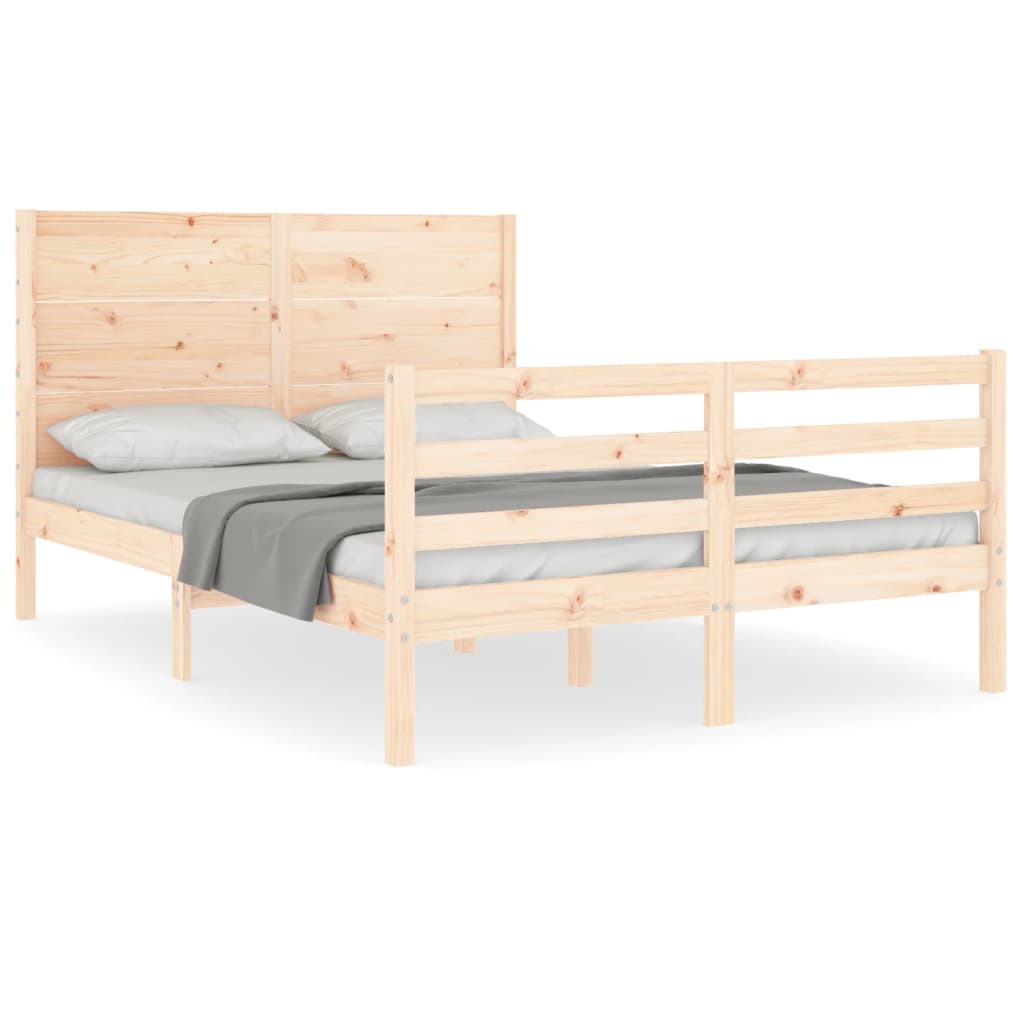 Solid wood bed frame without mattress