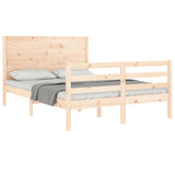 Solid wood bed frame without mattress