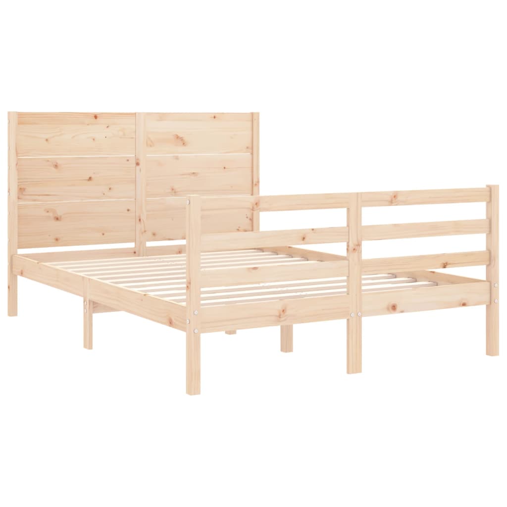 Solid wood bed frame without mattress