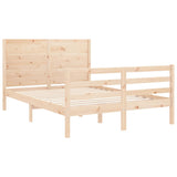 Solid wood bed frame without mattress