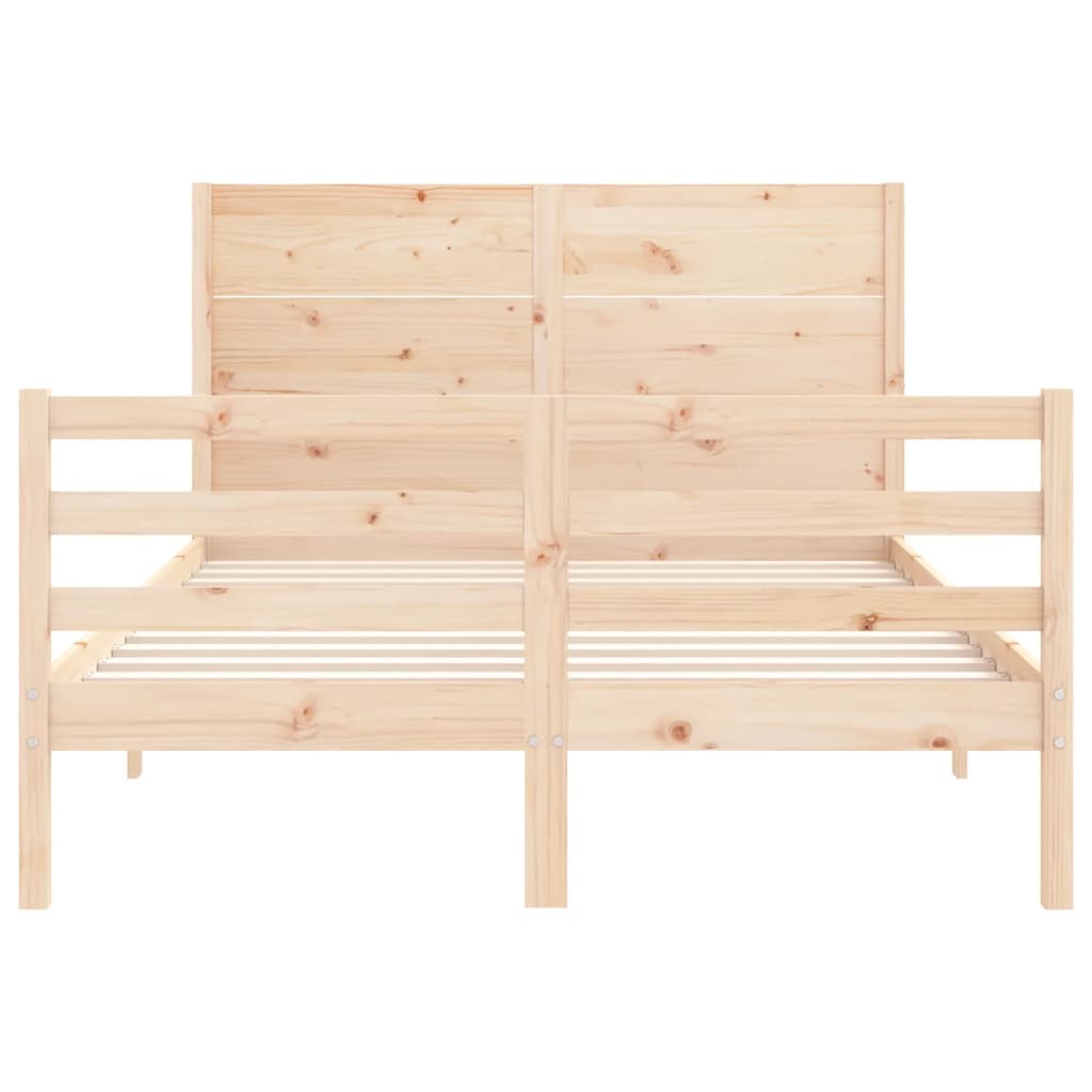 Solid wood bed frame without mattress