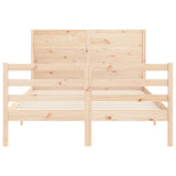 Solid wood bed frame without mattress