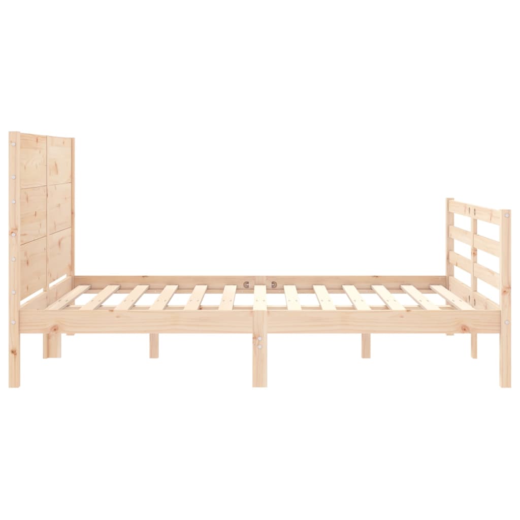 Solid wood bed frame without mattress