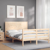 Solid wood bed frame without mattress