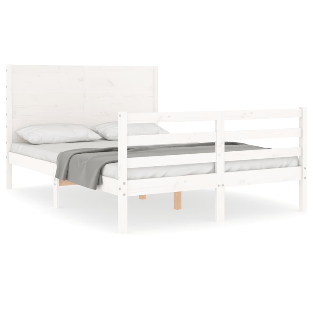 Cadre de lit sans matelas blanc bois massif