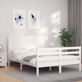 Cadre de lit sans matelas blanc bois massif