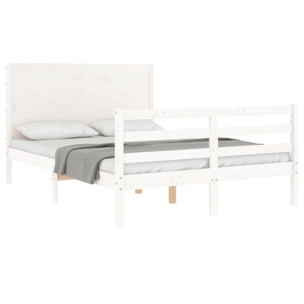 Cadre de lit sans matelas blanc bois massif