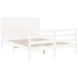 Cadre de lit sans matelas blanc 140x190 cm bois massif