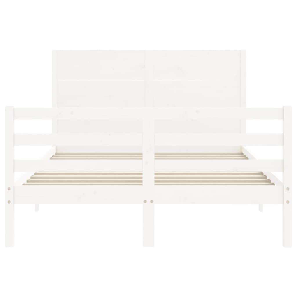 Cadre de lit sans matelas blanc 140x190 cm bois massif