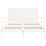 Cadre de lit sans matelas blanc 140x190 cm bois massif