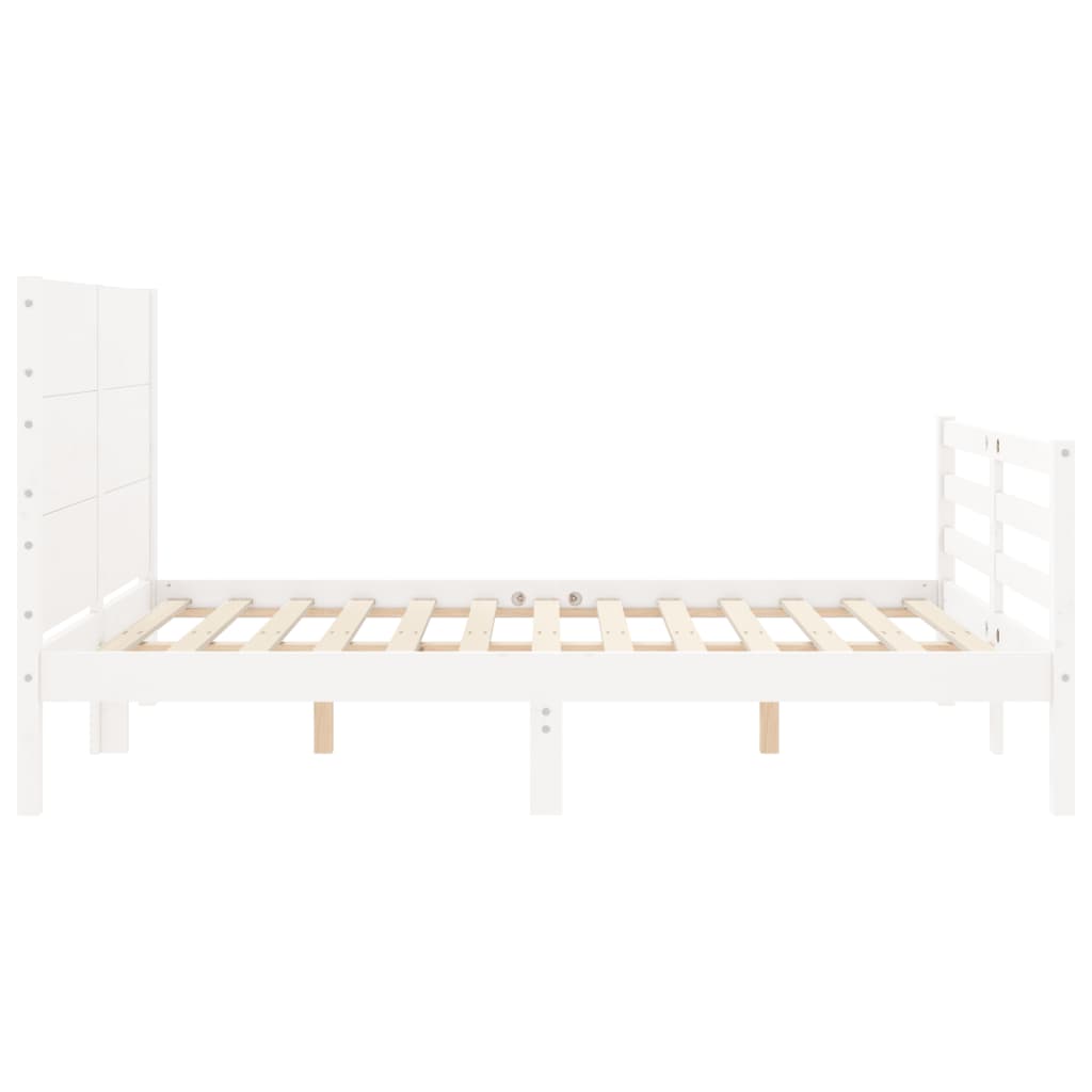 Cadre de lit sans matelas blanc 140x190 cm bois massif