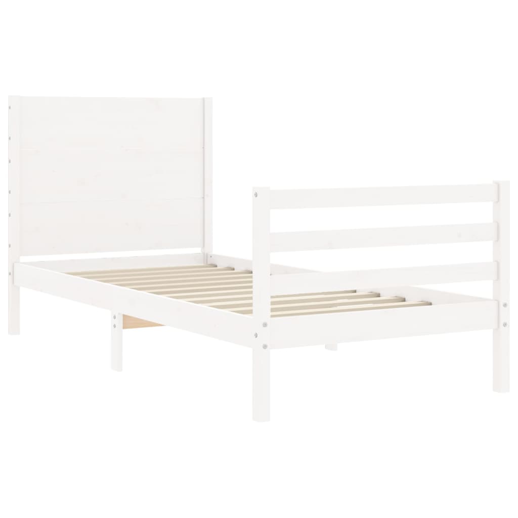 Cadre de lit sans matelas blanc 100x200 cm bois massif