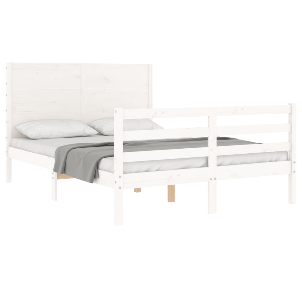 Cadre de lit sans matelas blanc 140x200 cm bois massif