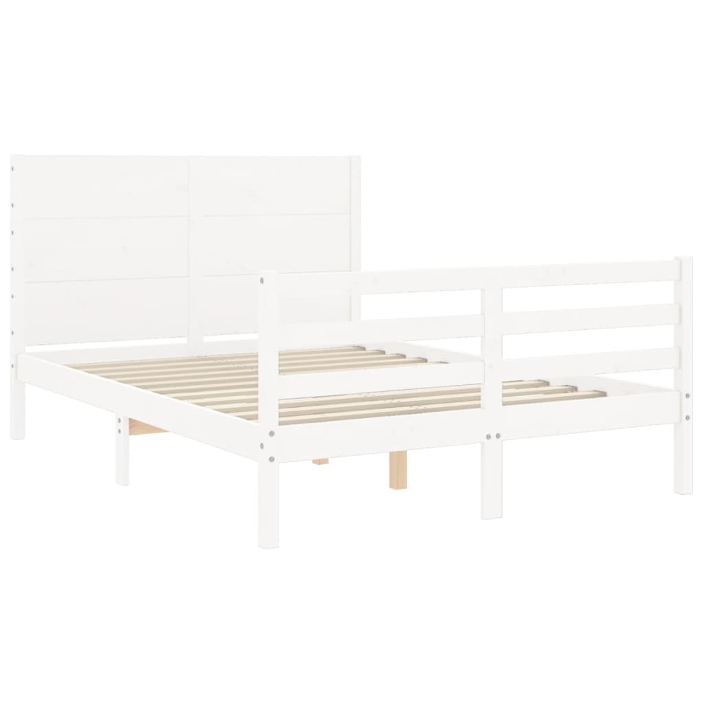 Cadre de lit sans matelas blanc 140x200 cm bois massif