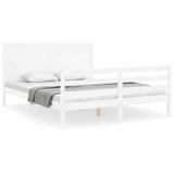 Cadre de lit sans matelas blanc bois de pin massif