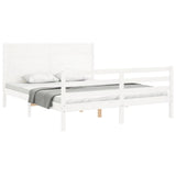 Cadre de lit sans matelas blanc bois de pin massif