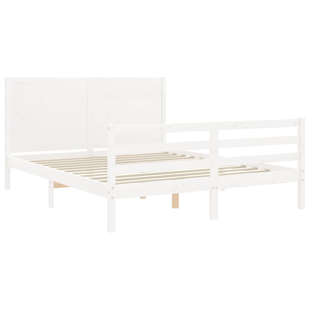 Cadre de lit sans matelas blanc bois de pin massif